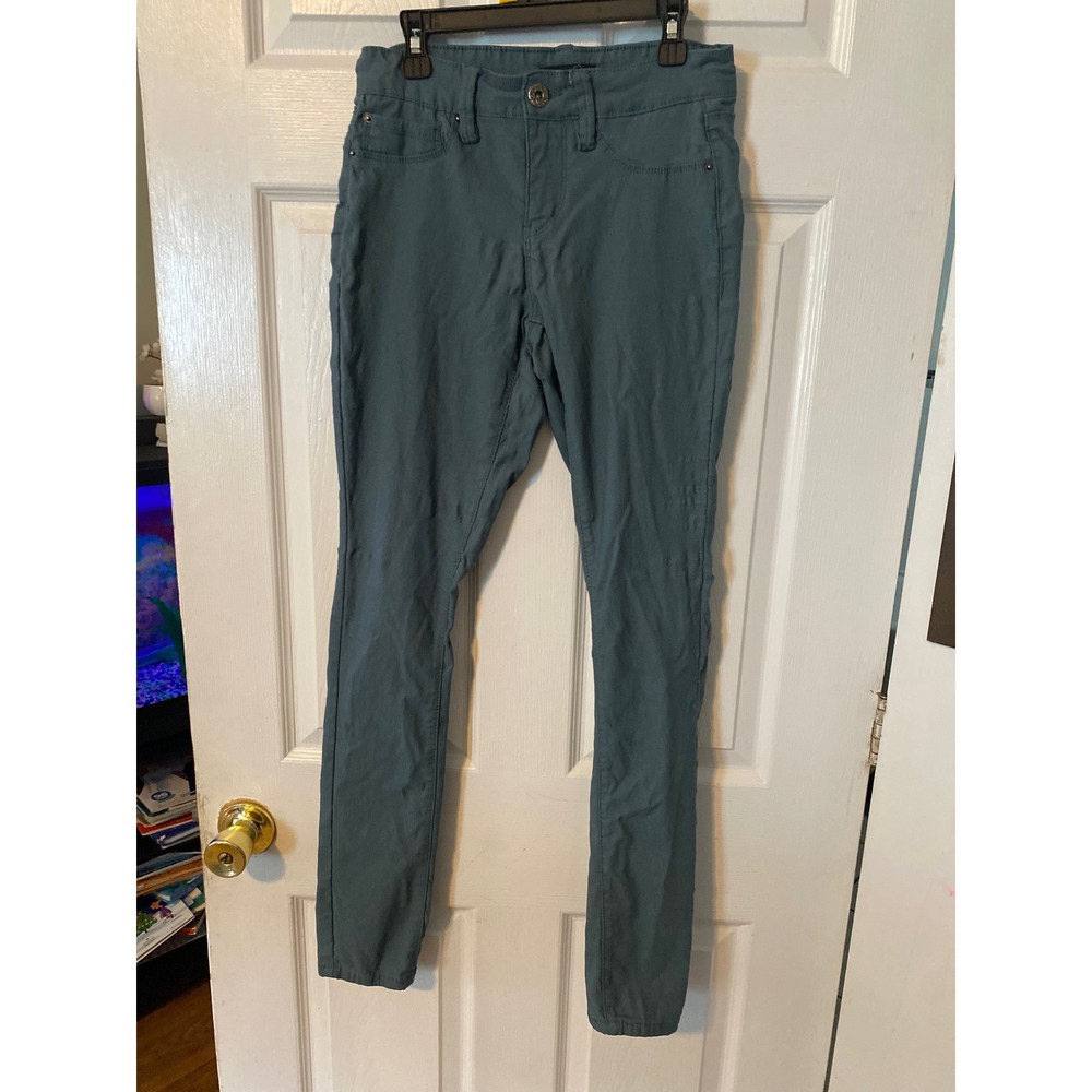 Signature Studio Womens Skinny Pants Teal Blue Green Stretch Twill Size 6